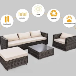 Poly Rattan Gartengarnitur Gartenset Rattanmöbel Lounge Set inkl. 2 Sets Kissenbezüge