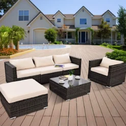 Poly Rattan Gartengarnitur Gartenset Rattanmöbel Lounge Set inkl. 2 Sets Kissenbezüge