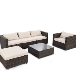 Poly Rattan Gartengarnitur Gartenset Rattanmöbel Lounge Set inkl. 2 Sets Kissenbezüge
