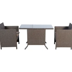 Poly Rattan Gartengarnitur Garten Lounge inkl. Glasplatte und Sitzkissen Braun