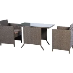 Poly Rattan Gartengarnitur Garten Lounge inkl. Glasplatte und Sitzkissen Braun