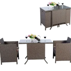 Poly Rattan Gartengarnitur Garten Lounge inkl. Glasplatte und Sitzkissen Braun
