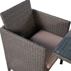 Poly Rattan Gartengarnitur Garten Lounge inkl. Glasplatte und Sitzkissen Braun