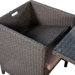 Poly Rattan Gartengarnitur Garten Lounge inkl. Glasplatte und Sitzkissen Braun