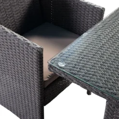 Poly Rattan Gartengarnitur Garten Lounge inkl. Glasplatte und Sitzkissen Braun