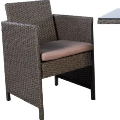 Poly Rattan Gartengarnitur Garten Lounge inkl. Glasplatte und Sitzkissen Braun