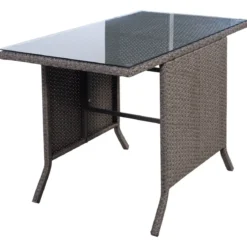 Poly Rattan Gartengarnitur Garten Lounge inkl. Glasplatte und Sitzkissen Braun