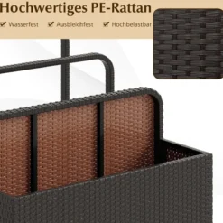 Pool Aufbewahrungskorb mit Rollen PE Rattan Aufbewahrungsbehälter für Schwimmhilfen Braun