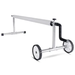 Pool Aufrollvorrichtung Fahrbarer Aufrollsystem für Solarabdeckplane 150 cm bis 570 cm Aluminium