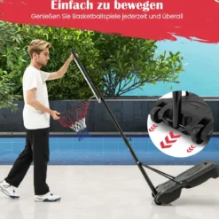Pool Basketballkorb outdoor Basketballständer 115-135 cm höhenverstellbar Rot