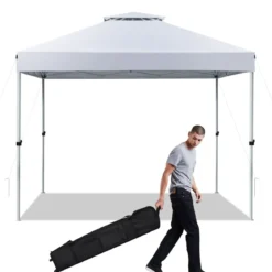 Pop-up-Überdachungszelt Outdoor Partyzelt mit verstellbarer Höhe 305 x 305 cm Silberweiß