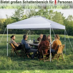 Pop-up-Überdachungszelt Outdoor Partyzelt mit verstellbarer Höhe 305 x 305 cm Silberweiß