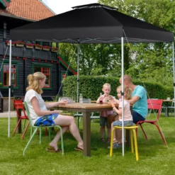 Pop-up-Überdachungszelt Outdoor Partyzelt mit verstellbarer Höhe 305 x 305 cm Schwarz