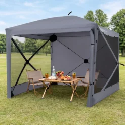 Pop-Up Faltpavillon Sonnenschutz Pavillon mit Abnehmbaren Seitenwänden 240 x 240 x 220 cm