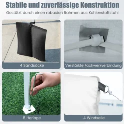 Pop Up Pavillon 2 x 2m Klappbarer Gartenpavillon mit Abnehmbaren Seitenwänden Grau/Schwarz/Weiß