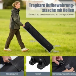 Pop Up Pavillon 2 x 2m Klappbarer Gartenpavillon mit Abnehmbaren Seitenwänden Grau/Schwarz/Weiß