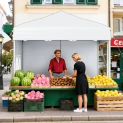 Pop Up Pavillon 2 x 2m Klappbarer Gartenpavillon mit Abnehmbaren Seitenwänden Grau/Schwarz/Weiß