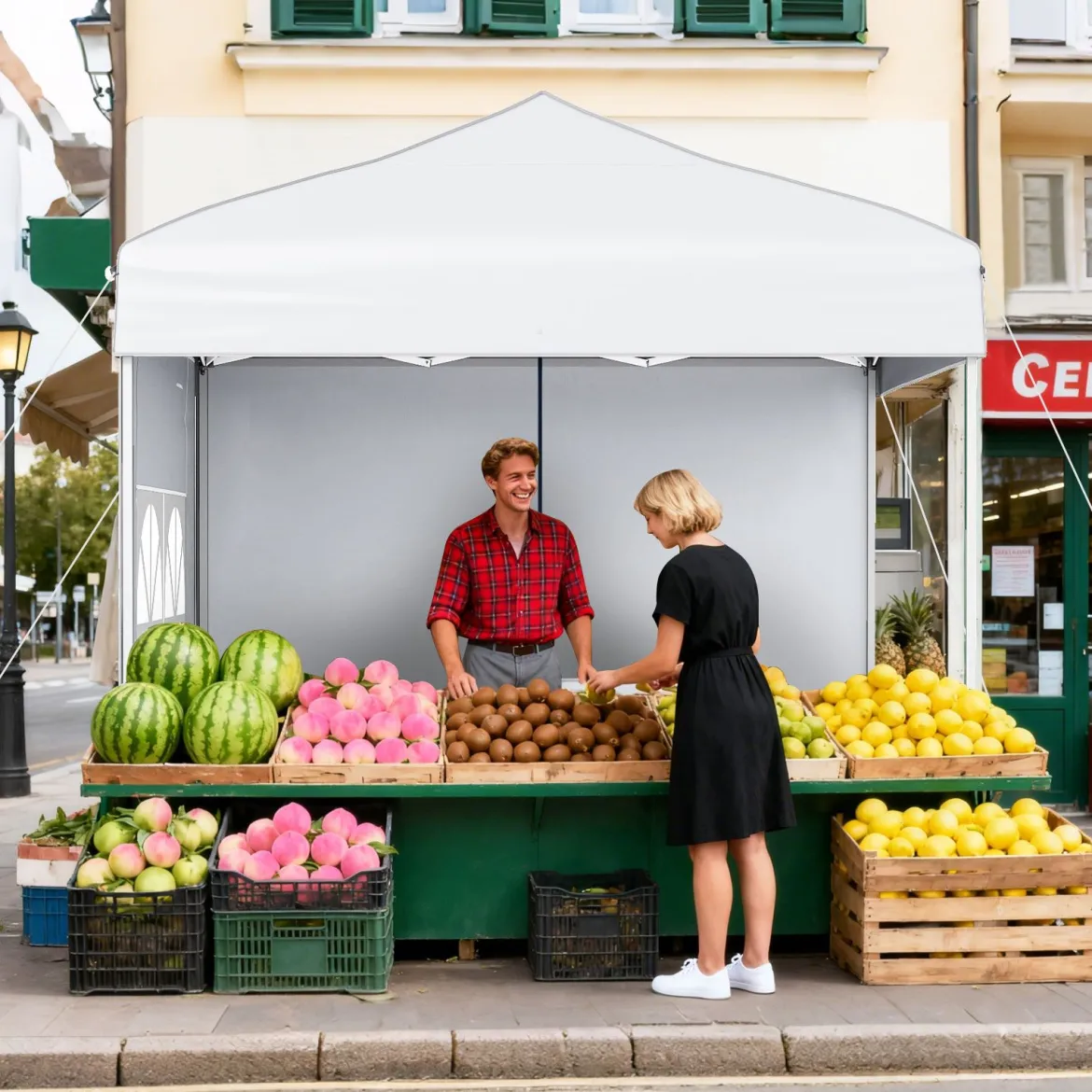 Pop Up Pavillon 2 x 2m Klappbarer Gartenpavillon mit Abnehmbaren Seitenwänden Grau/Schwarz/Weiß