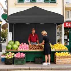 Pop Up Pavillon 2 x 2m Klappbarer Gartenpavillon mit Abnehmbaren Seitenwänden Grau/Schwarz/Weiß
