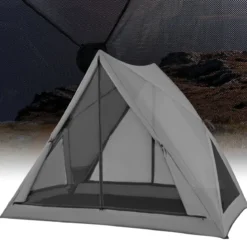 Pop Up Zelt für 2-3 Personen 360° einseitig durchsichtiges Familienzelt225 x 145 x 161 cm Grau