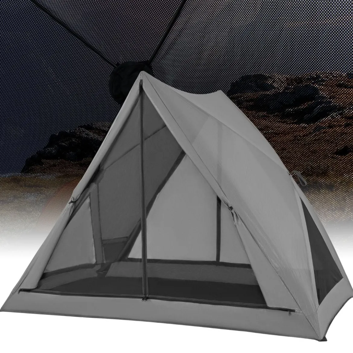 Pop Up Zelt für 2-3 Personen 360° einseitig durchsichtiges Familienzelt225 x 145 x 161 cm Grau