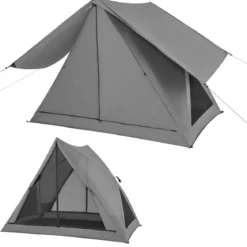 Pop Up Zelt für 2-3 Personen 360° einseitig durchsichtiges Familienzelt225 x 145 x 161 cm Grau
