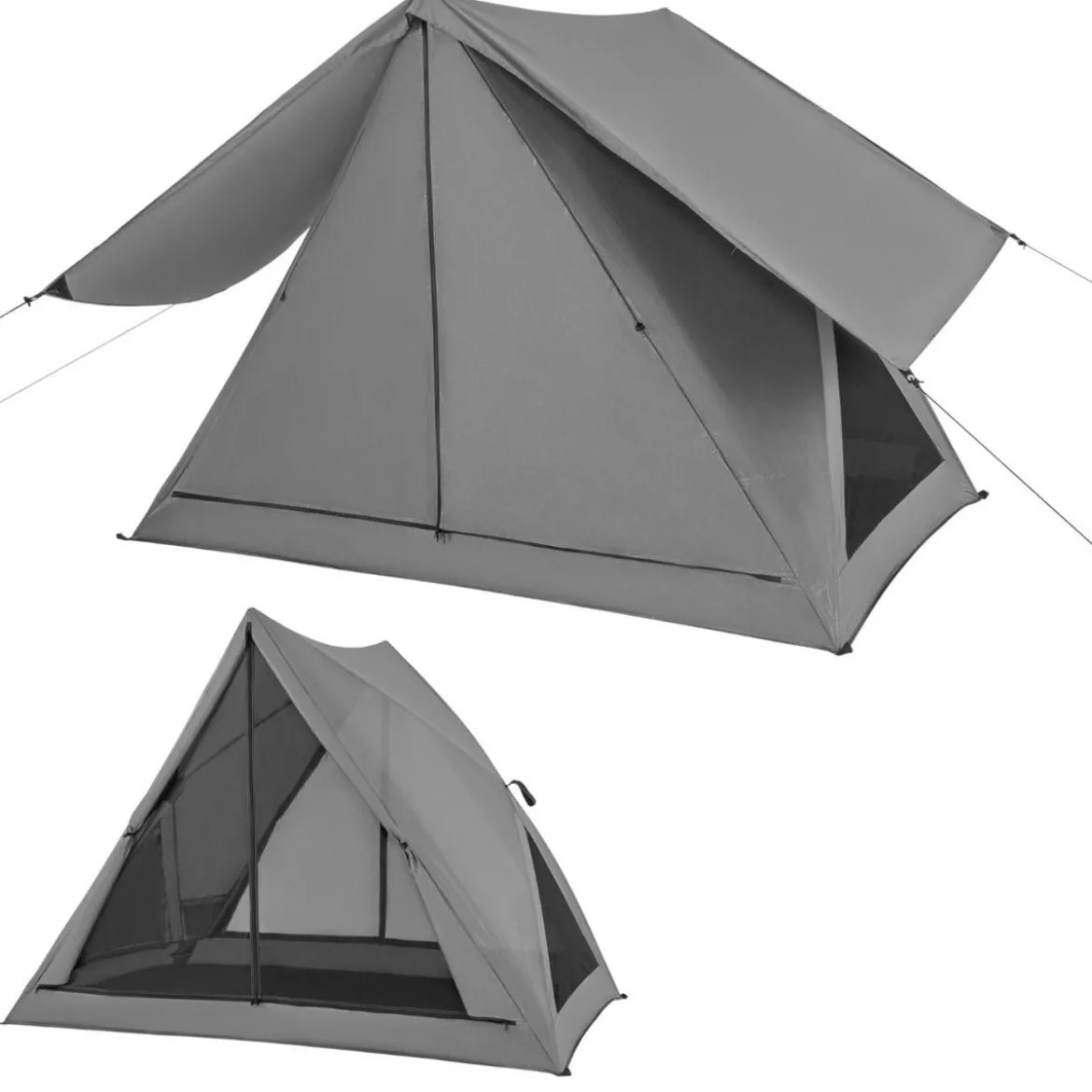 Pop Up Zelt für 2-3 Personen 360° einseitig durchsichtiges Familienzelt225 x 145 x 161 cm Grau