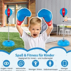 Punchingball 120-154cm höhenverstellbar Standboxball Boxsack Set Boxset Kinder