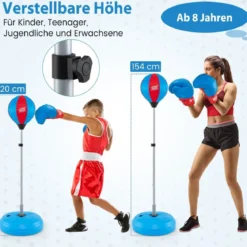 Punchingball 120-154cm höhenverstellbar Standboxball Boxsack Set Boxset Kinder