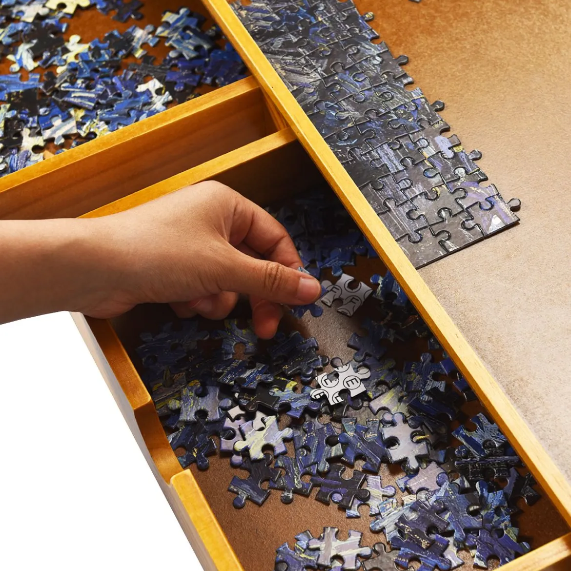 Puzzletisch mit 4 Schubladen Puzzle Board Holz 80 x 65cm