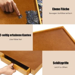 Puzzletisch mit 4 Schubladen Puzzle Board Holz 80 x 65cm