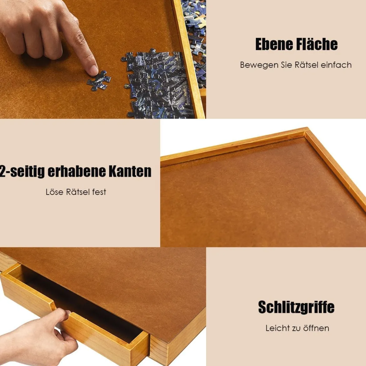 Puzzletisch mit 4 Schubladen Puzzle Board Holz 80 x 65cm