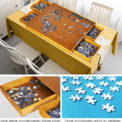 Puzzletisch mit 4 Schubladen Puzzle Board Holz 80 x 65cm