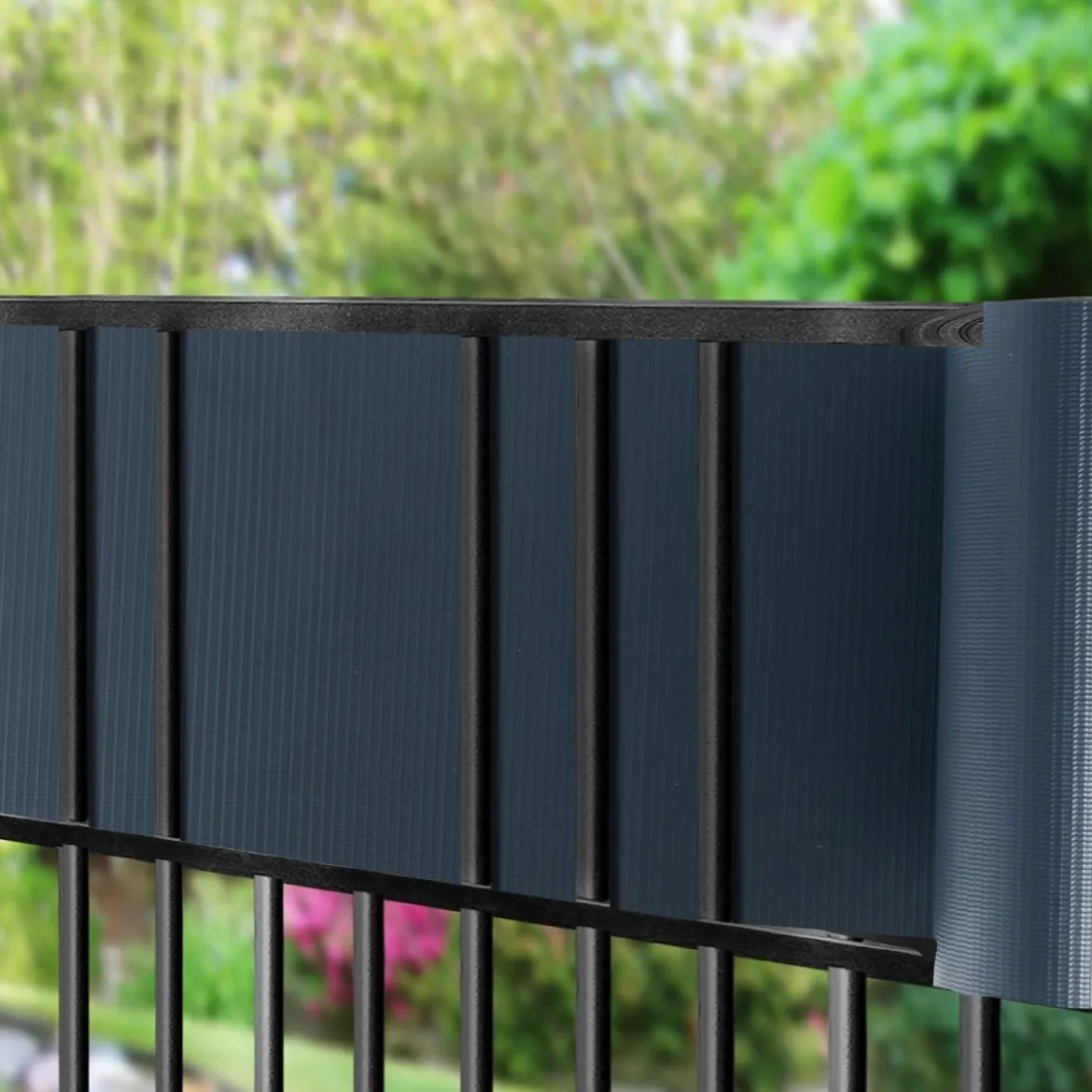 PVC Zaunblende mit 20 Befestigungsclips Sichtschutzstreifen Abdeckung Sichtschutz 35 m x 19 cm Dunkelgrau