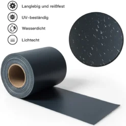 PVC Zaunblende mit 20 Befestigungsclips Sichtschutzstreifen Abdeckung Sichtschutz 35 m x 19 cm Dunkelgrau