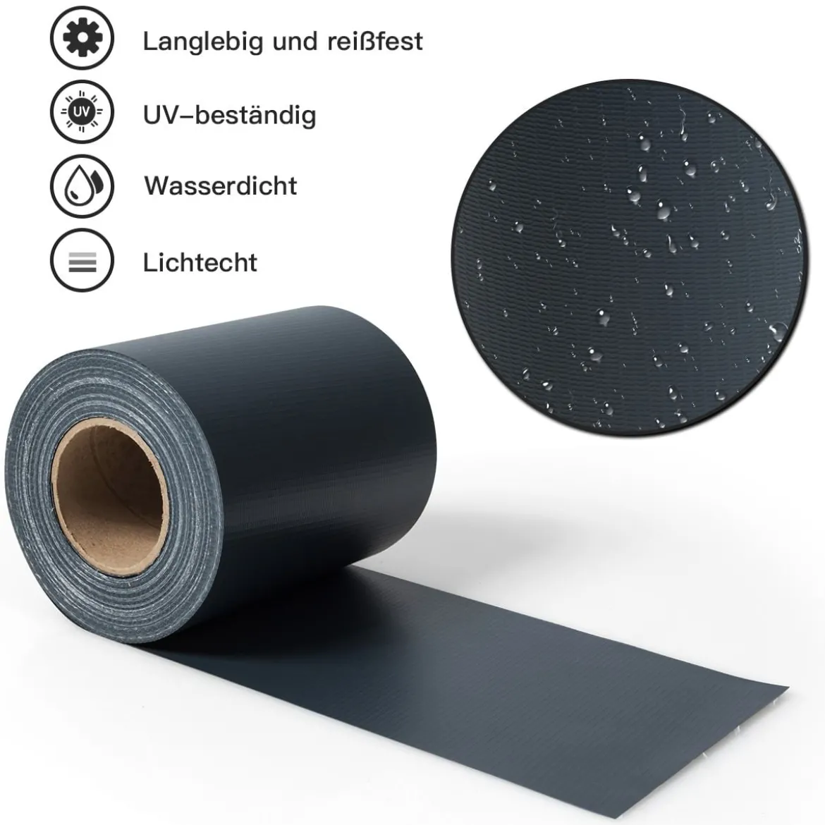 PVC Zaunblende mit 20 Befestigungsclips Sichtschutzstreifen Abdeckung Sichtschutz 35 m x 19 cm Dunkelgrau