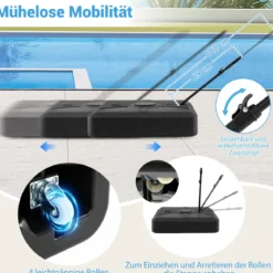 Quadratisch Sonnenschirmständer Schirmgewicht aus HDPE mit Rollen & Zugstange 84 x 84 x 20 cm