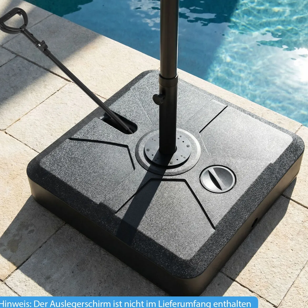 Quadratisch Sonnenschirmständer Schirmgewicht aus HDPE mit Rollen & Zugstange 84 x 84 x 20 cm