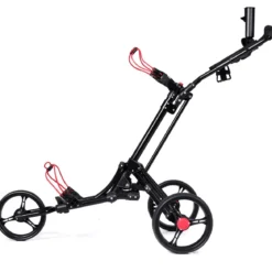 3-Rad Golftrolley Golfwagen Golf klappbar Einfacher Schiebe- und Zugwagen Schwarz