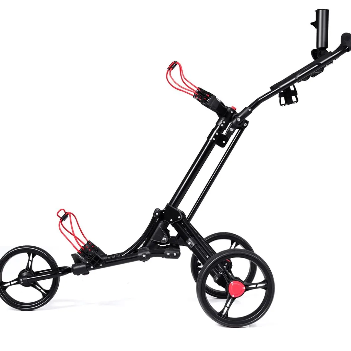 3-Rad Golftrolley Golfwagen Golf klappbar Einfacher Schiebe- und Zugwagen Schwarz