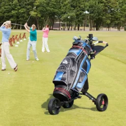 3-Rad Golftrolley Golfwagen Golf klappbar Einfacher Schiebe- und Zugwagen Schwarz