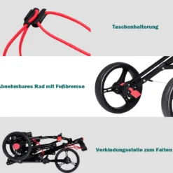 3-Rad Golftrolley Golfwagen Golf klappbar Einfacher Schiebe- und Zugwagen Schwarz