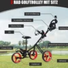 3-Rad Golftrolley klappbar mit verstellbarem Sitz und Griff Schiebewagen Golfcaddy Rot