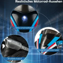 3-Rad-Motorrad Aufladbares Kinderfahrzeu Elektro Motorrad mit Musik 82,5 x 42 x 54 cm Blau