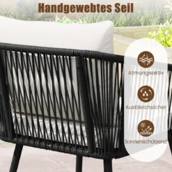 Rattan Gartenmöbel Set Balkonmöbel Set mit Sitz- und Rückenkissen Terrassenmöbel