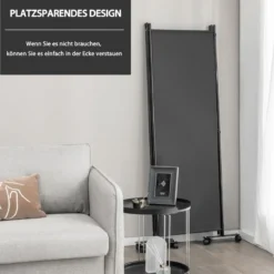 Raumteiler mit 4 Paneelen auf Rädern 173 cm Hoher Rollbarer Sichtschutz Grau