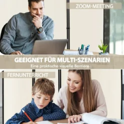 Raumteiler mit 4 Paneelen auf Rädern 173 cm Hoher Rollbarer Sichtschutz Beige