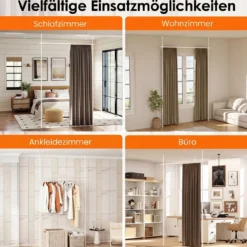 Raumteiler Paraventgestell Gardinenstange ohne Bohren 120–314 cm (H) 73–183 cm (B) Weiß