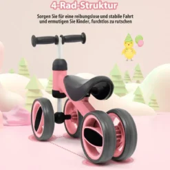 4 Räder Kinder Laufrad Balance Fahrrad ohne Pedal für Kinder von 1-2 Jahre Rosa