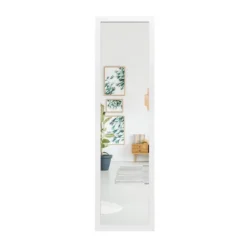 Rechteckiger Ganzkörperspiegel mit Hängehaken für Tür 33x119cm Weiß